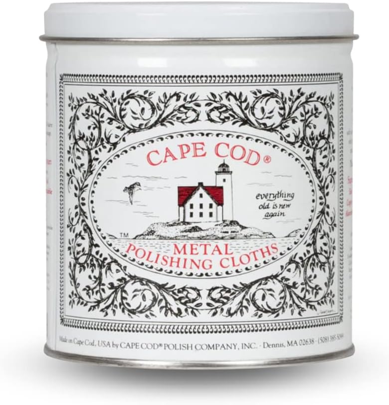 Cape Cod Metal Polishing Cloths Economy Tin front view for silver restoration.
