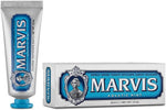 Marvis Aquatic Mint Toothpaste 1.3 Ounce travel size packaging close up
