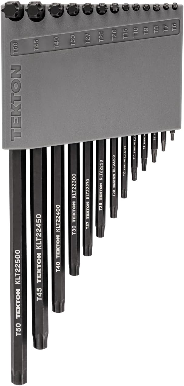TEKTON star l-key set front view of 13-piece Torx wrenches in holder