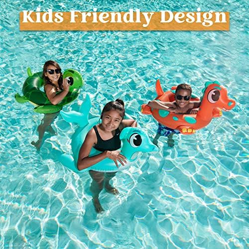 Three pack of colorful animal pool floats for summer vacation