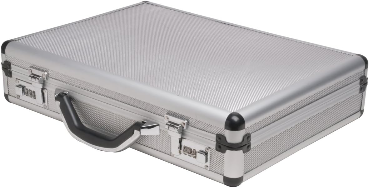 RoadPro Metal Unisex Aluminum Briefcase (Medium - 17.5" x 4" x 13" Silver) SPC-931R - Image 1