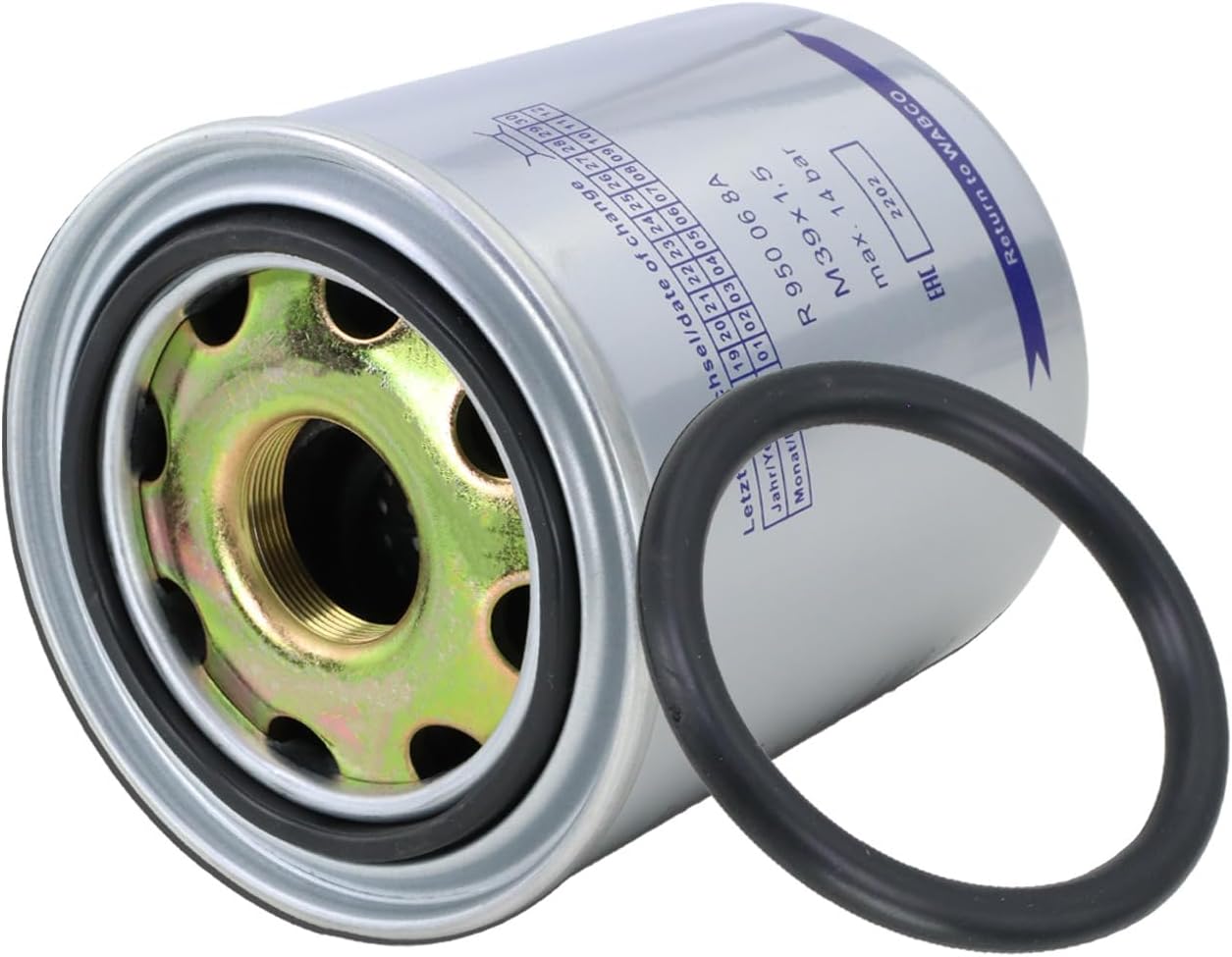 Kefly R950068A air dryer cartridge front view showing heavy duty steel casing