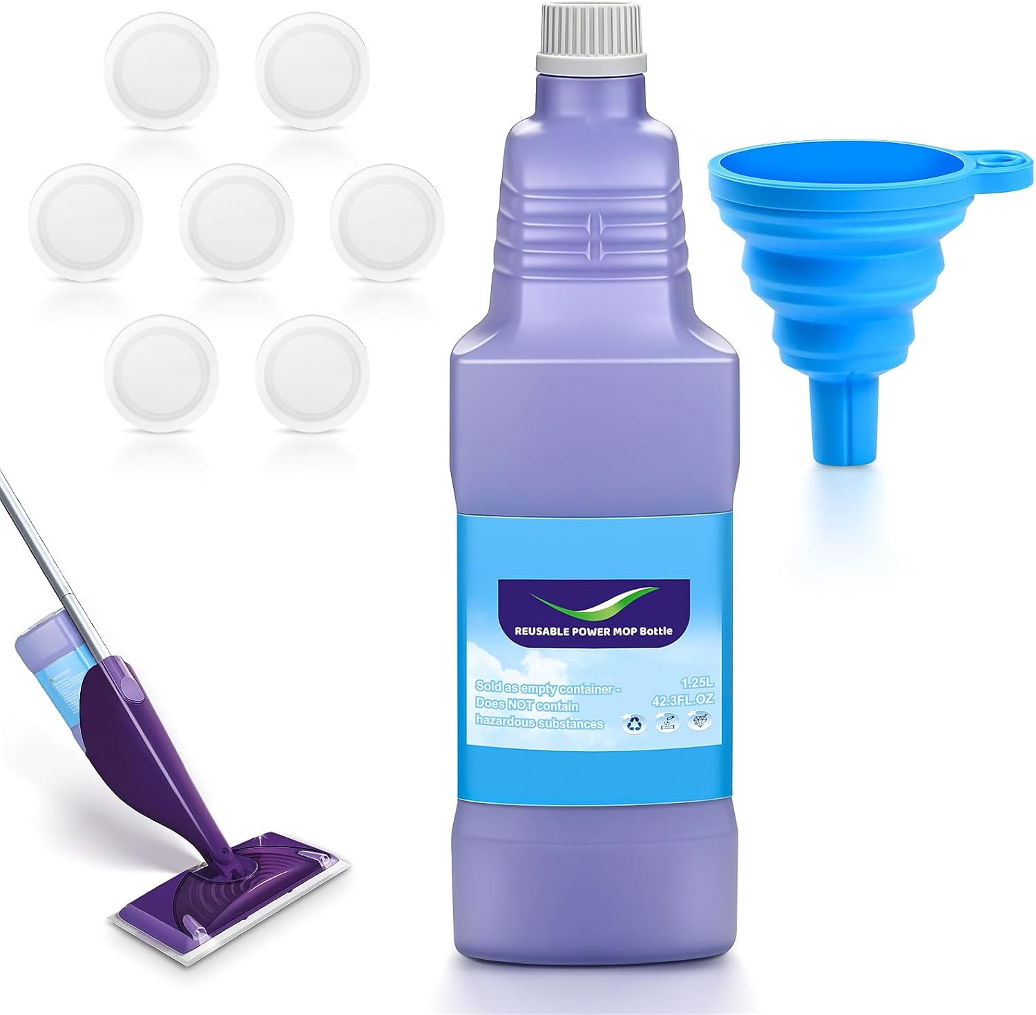 KTNAid Refillable Replacement Bottle for Swiffer Wet Jet front view reusable cleaning accessory.