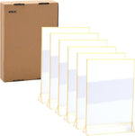 6 Pack 8.5 x 11 Acrylic Sign Holder with Gold Frame | Double Sided Clear Table Top Display Stand | for Wedding Table Numbers, Reserved Table Signs & Flyer Holder - Image 9