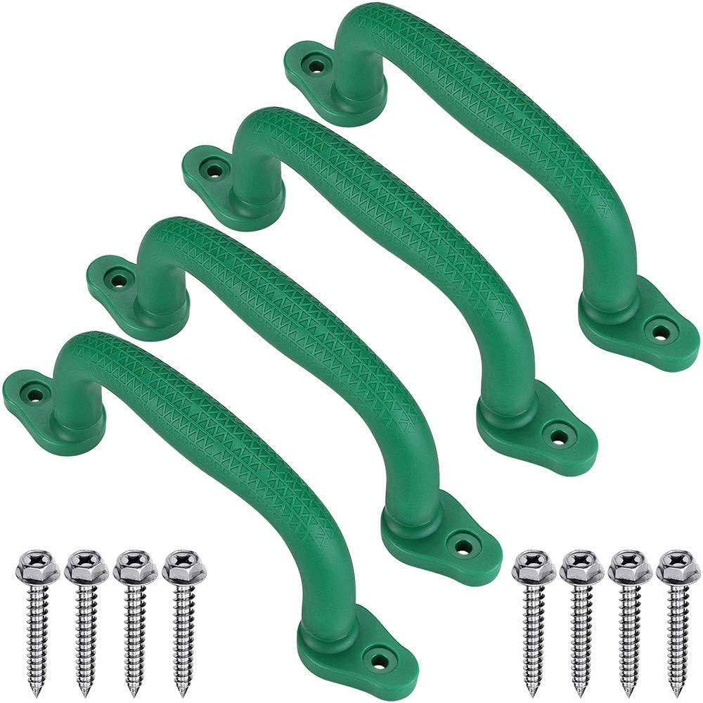 Dolibest safety playground handles green set front view for kids climbing frame