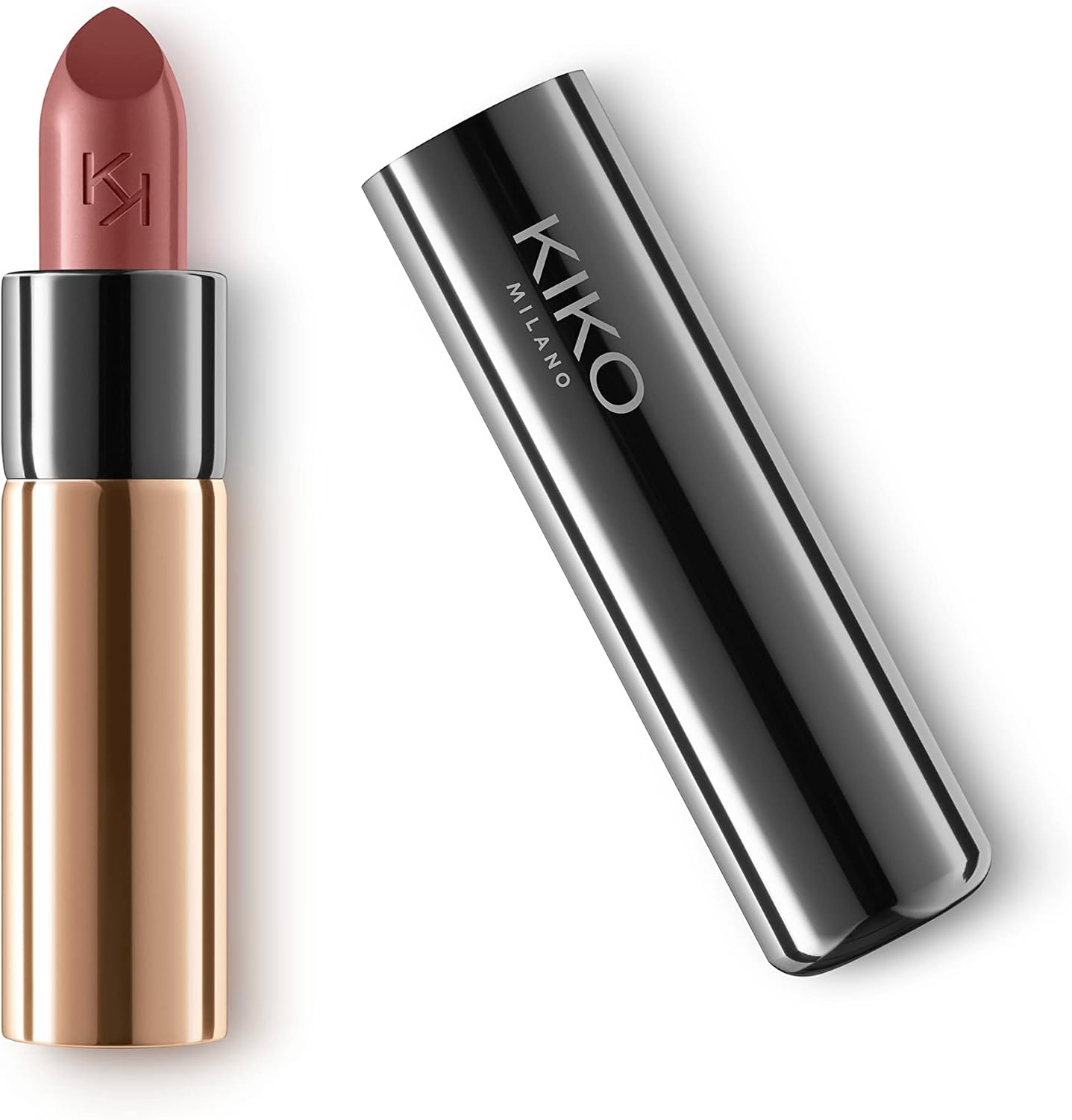 Kiko Milano Gossamer Emotion Creamy Lipstick front view with gunmetal cap