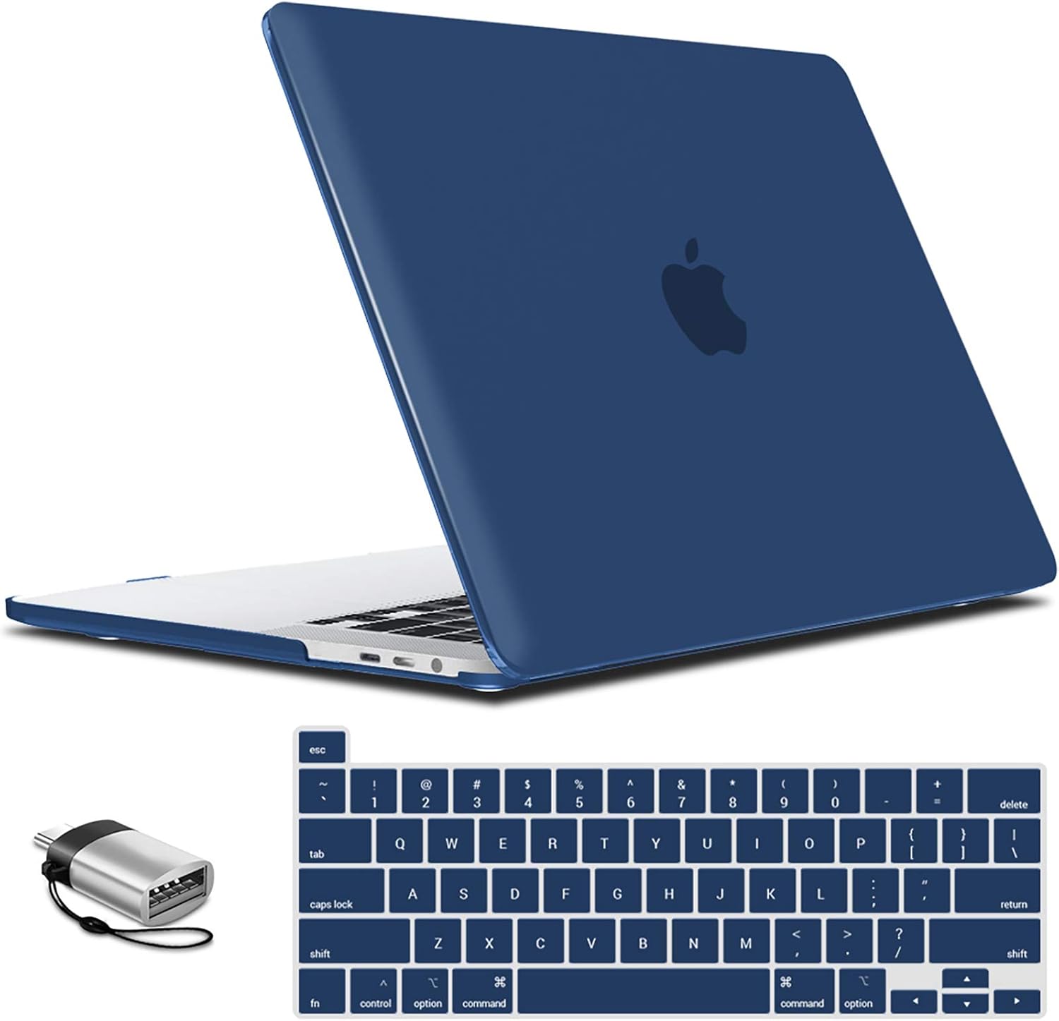 IBENZER MacBook Pro 16 inch case navy blue matte hard shell front view protecting laptop exterior from scratches.