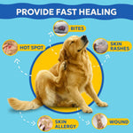 Forticept Blue Butter soothing pet cream application on dog skin irritation