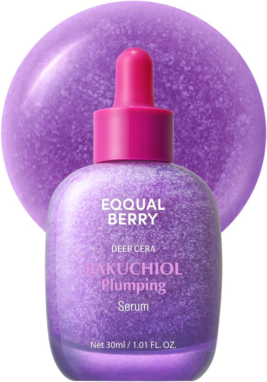 EQQUALBERRY Bakuchiol Plumping Face Serum - Retinol Natural Alternative for Sensitive Skin, with Niacinamide & Hyaluronic Acid, Pore & Wrinkle Korean Skin Care (1.01oz / 30ml) - Image 1