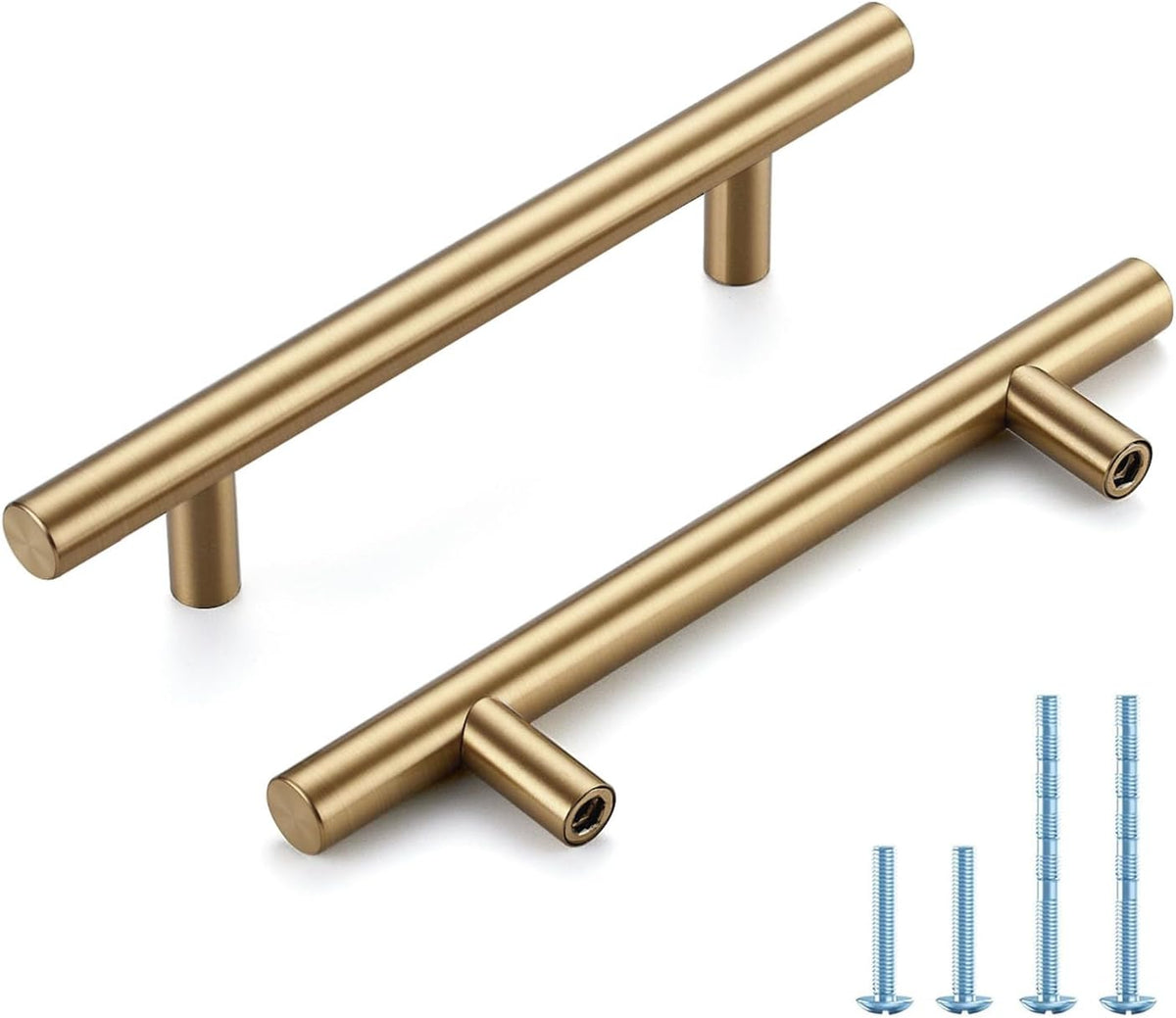 Home Edit brushed brass cabinet handle angled perspective