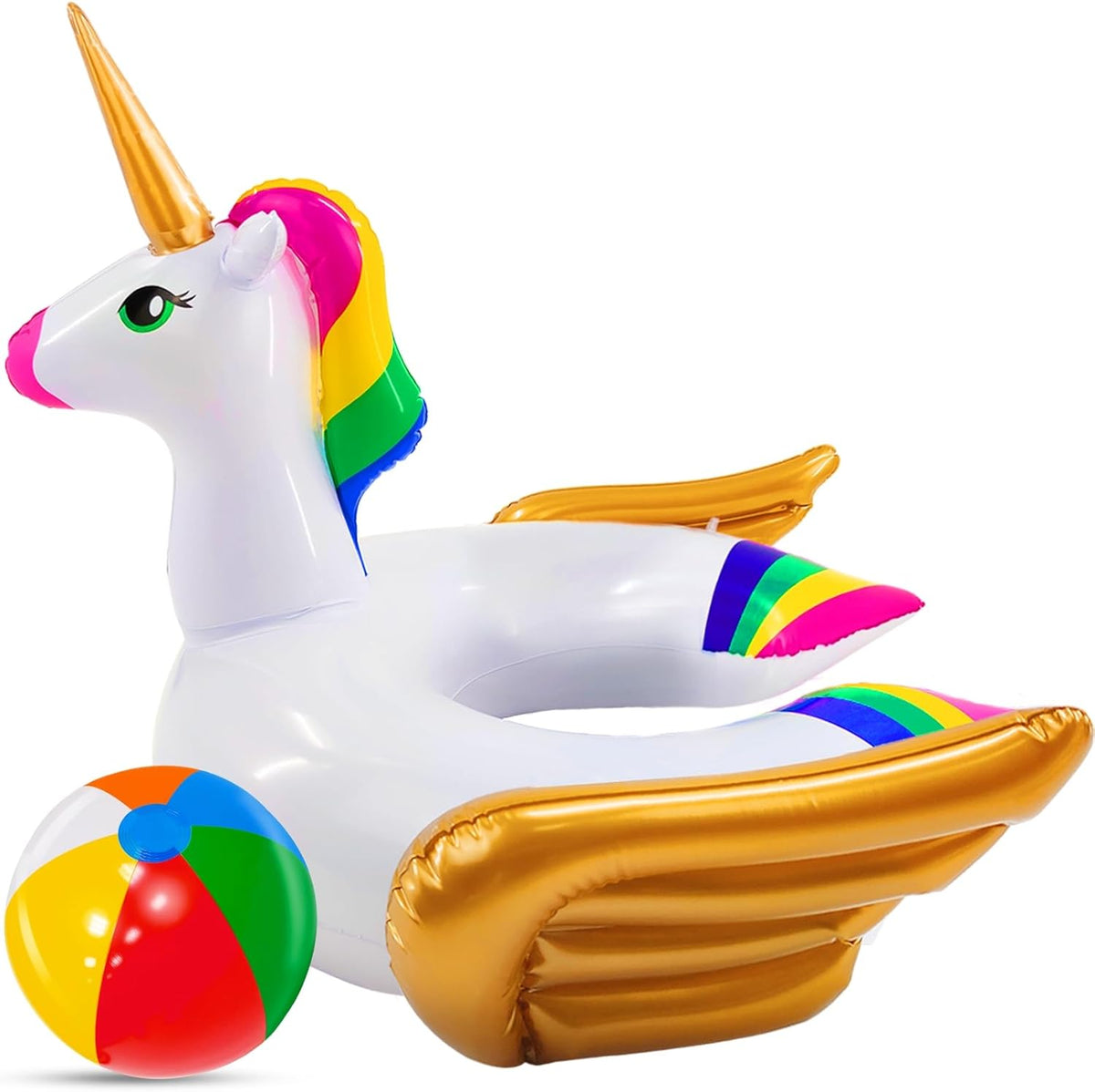 IGeeKid unicorn pool float and beach ball set front view