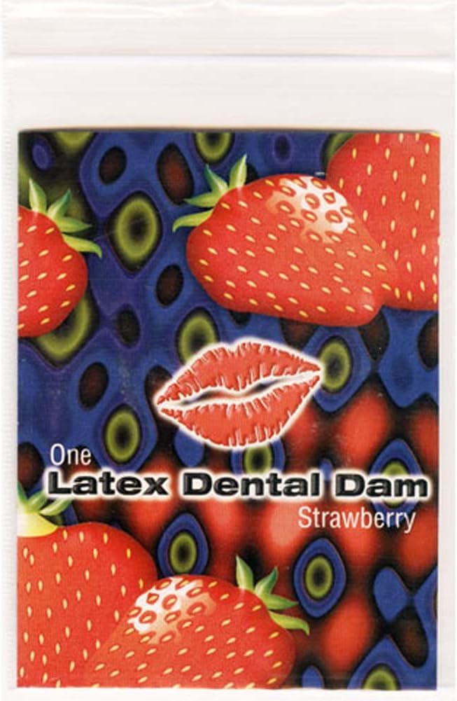 LINE ONE latex dental dam strawberry front view barrier sheet