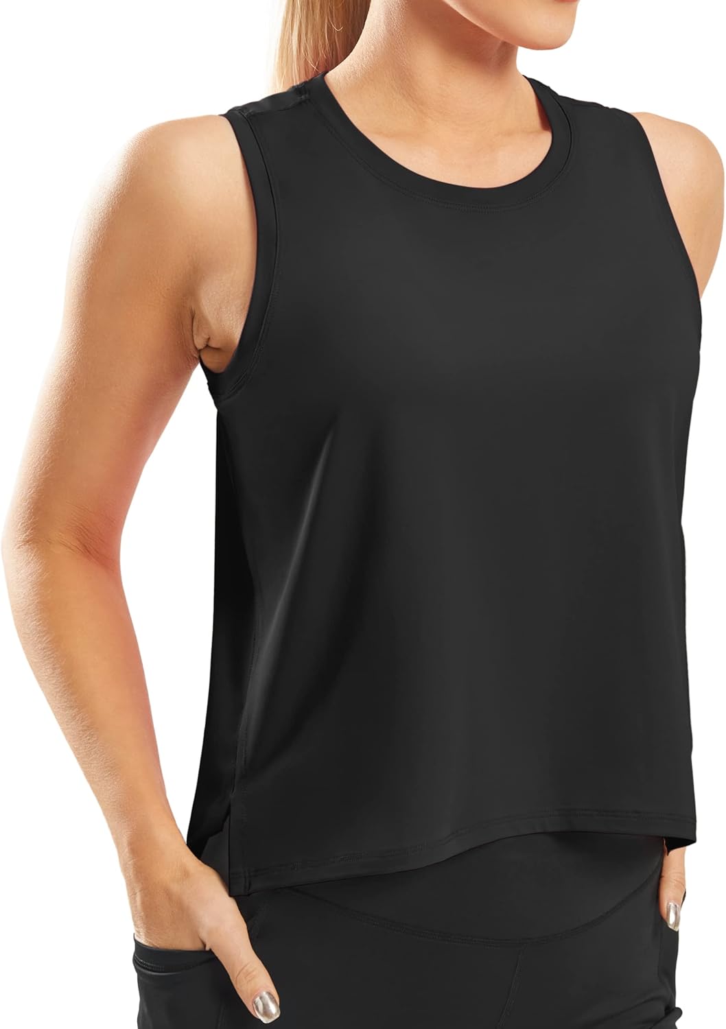 Ice Silk Workout Tops Sleeveless Athletic Tank Loose Fit UPF 50+ | Lightweight, Breathable, Not See-Through, Premium Drape Doesn't Cling, Versatile for Casual, Side Slits, Easy to Wash - Image 11