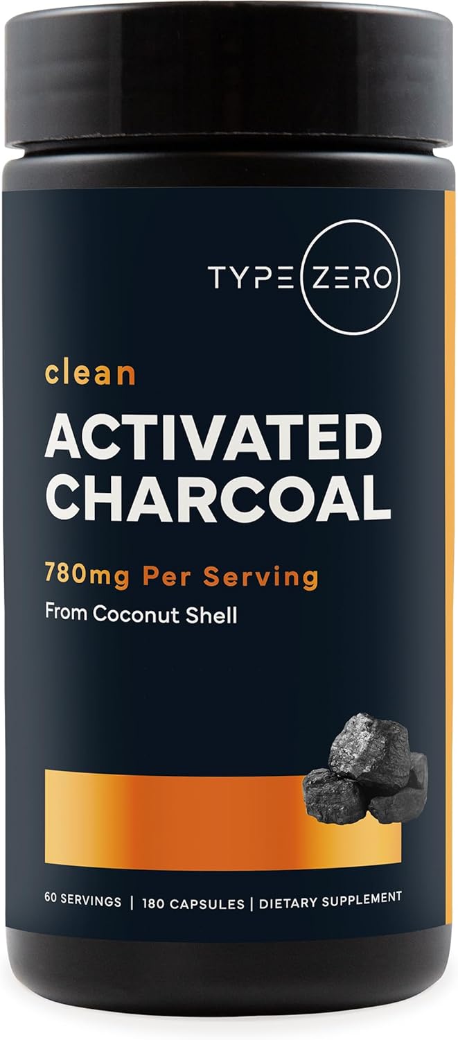 Type Zero Activated Charcoal front view bottle container