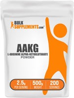 Side view of BulkSupplements AAKG 1kg pouch demonstrating secure tamper evident sealing.
