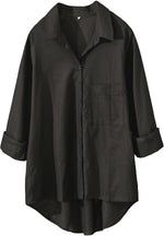 Minibee Women's Long Sleeve Shirts Button Down Blouse Cotton Tunic High Low Tops - Image 11