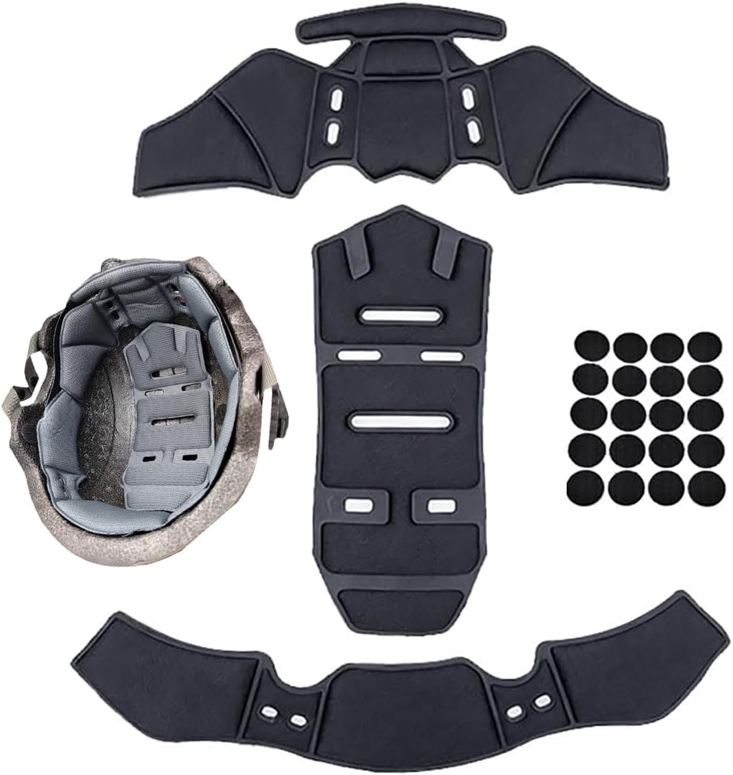LSJDNASHD motorcycle helmet liner kit front view showcasing the breathable mesh texture and thick foam padding pieces.