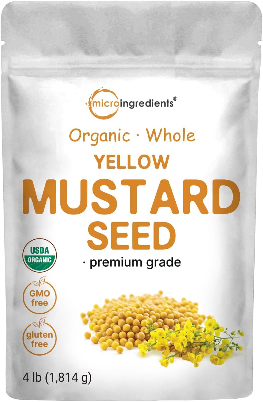 Micro Ingredients organic whole yellow mustard seeds front view package