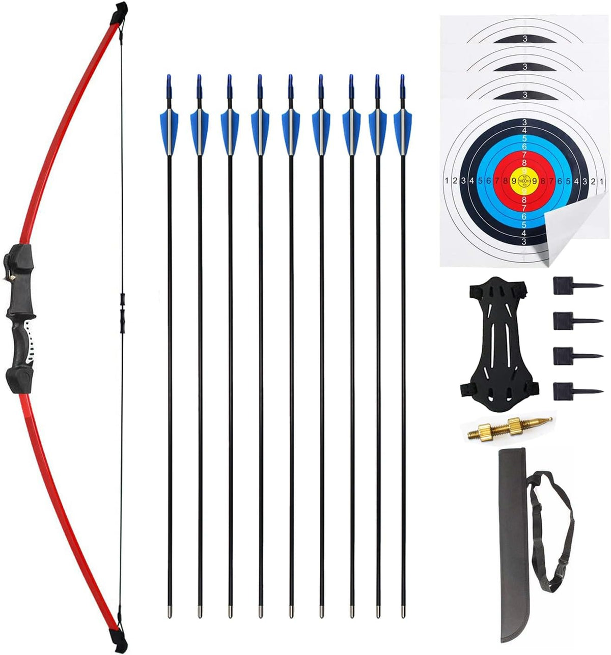 45" Youth Bow and Arrows Set for Kids 8-12 Teens Recurve Archery Beginner Gift Longbow Kit, Outdoor Hunting Play Gift, 9 Arrows, 4 Target Face for Backyard Game Age 12-14 14-16 - Image 9