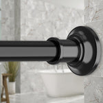 Haryaers black heavy duty tension shower curtain rod front view