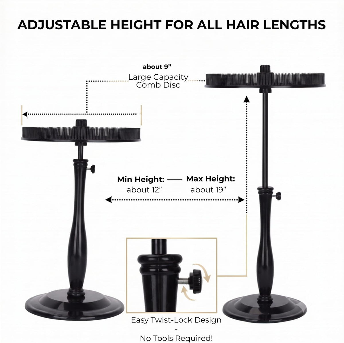 Lightmay hair extension stand with adjustable height pole