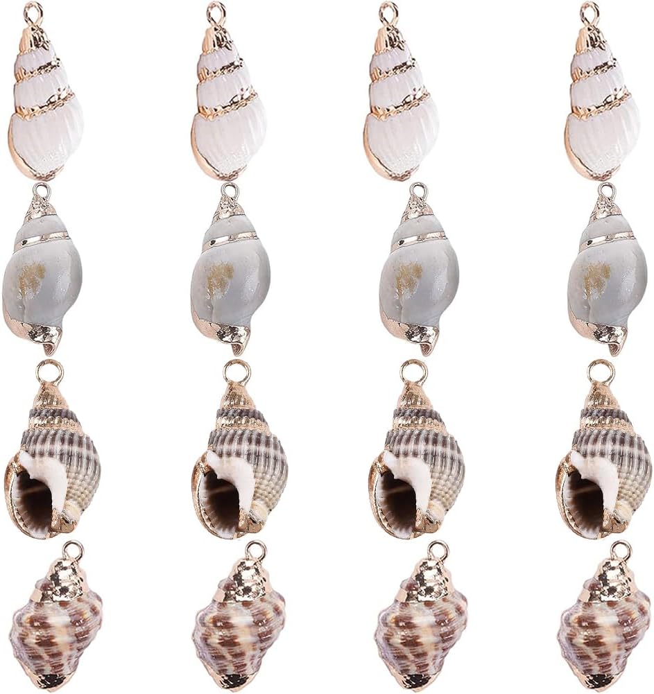 SUNNYCLUE 1 Box 16Pcs 4 Style Electroplate Spiral Seashells Craft Charms Connectors Pendant Conch Shells Charms with Plated Golden Loop Bail for Bracelet Necklace Making Craft Supplies - Image 13