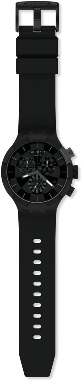 Swatch Big Bold Chrono black silicone strap side angle