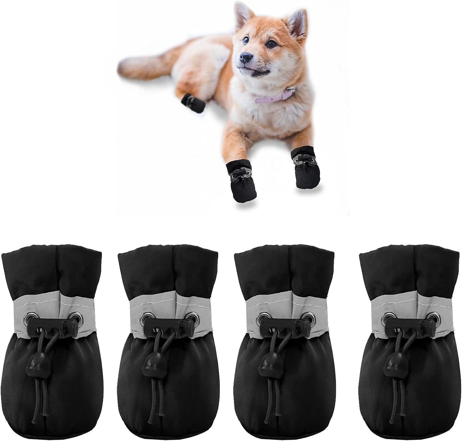 Yaodhaod dog shoes for small dogs front view black
