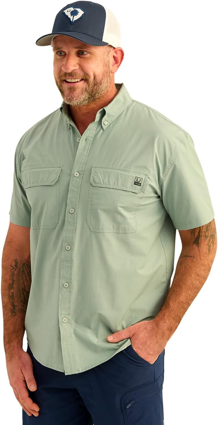 HUK men's next level fishing shirt front view