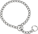 Size measurement guide graphic for the alloy steel small dog training necklace.