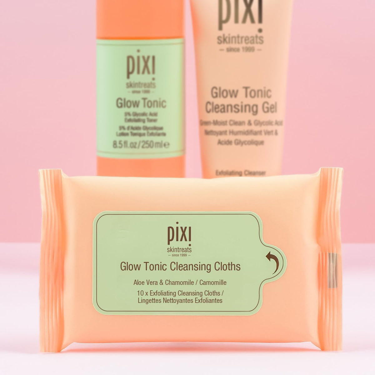 Pixi Beauty makeup remover and exfoliating cloths bundle for daily cleansing