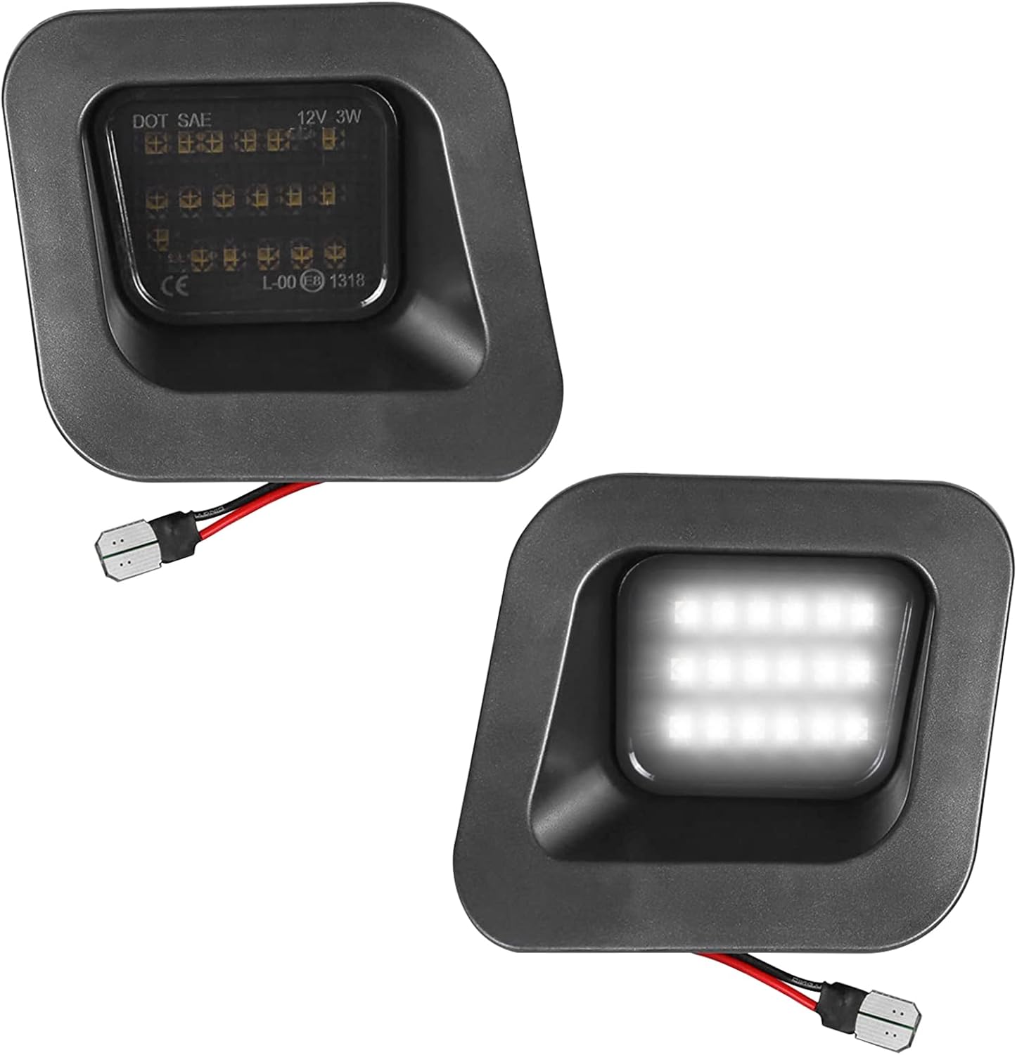 Lesauce full LED license plate light front view