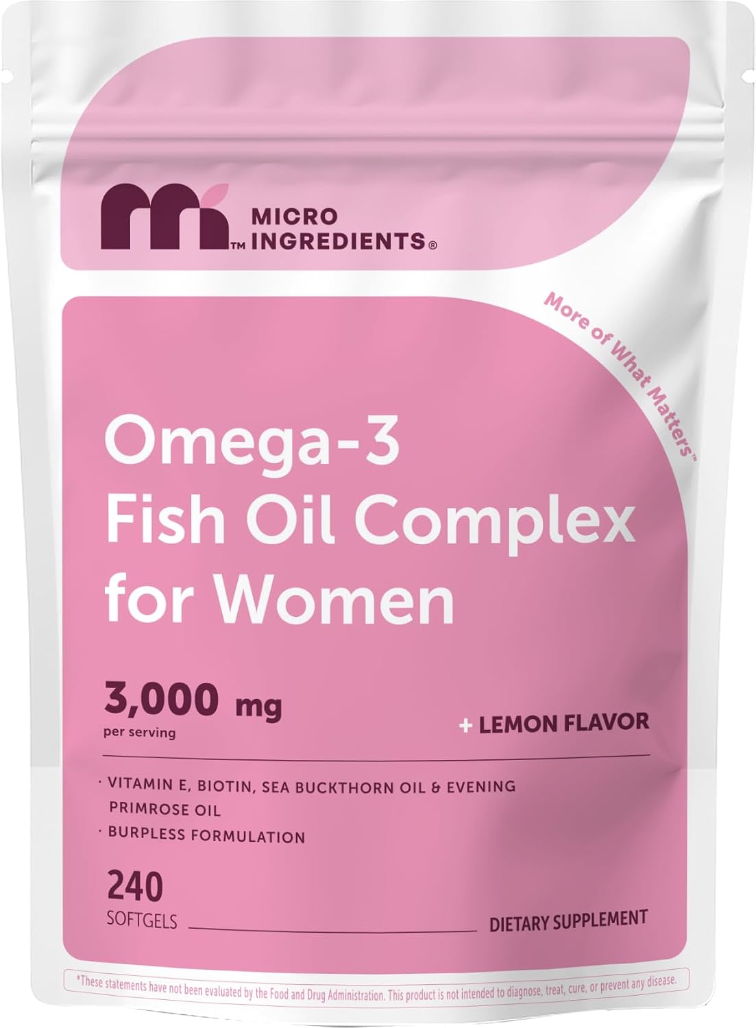 Micro Ingredients Omega-3 Fish Oil Complex for Women front view product pouch
