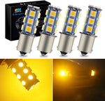 YM E-Bright 1156 LED bulb front view showcasing the amber yellow surface mount chips