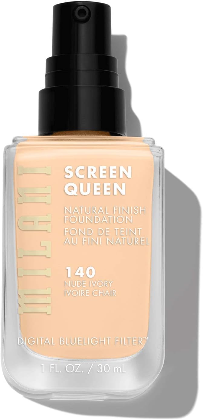 Close up shot of Milani Screen Queen Natural Finish Foundation in shade one hundred forty Nude Ivory.