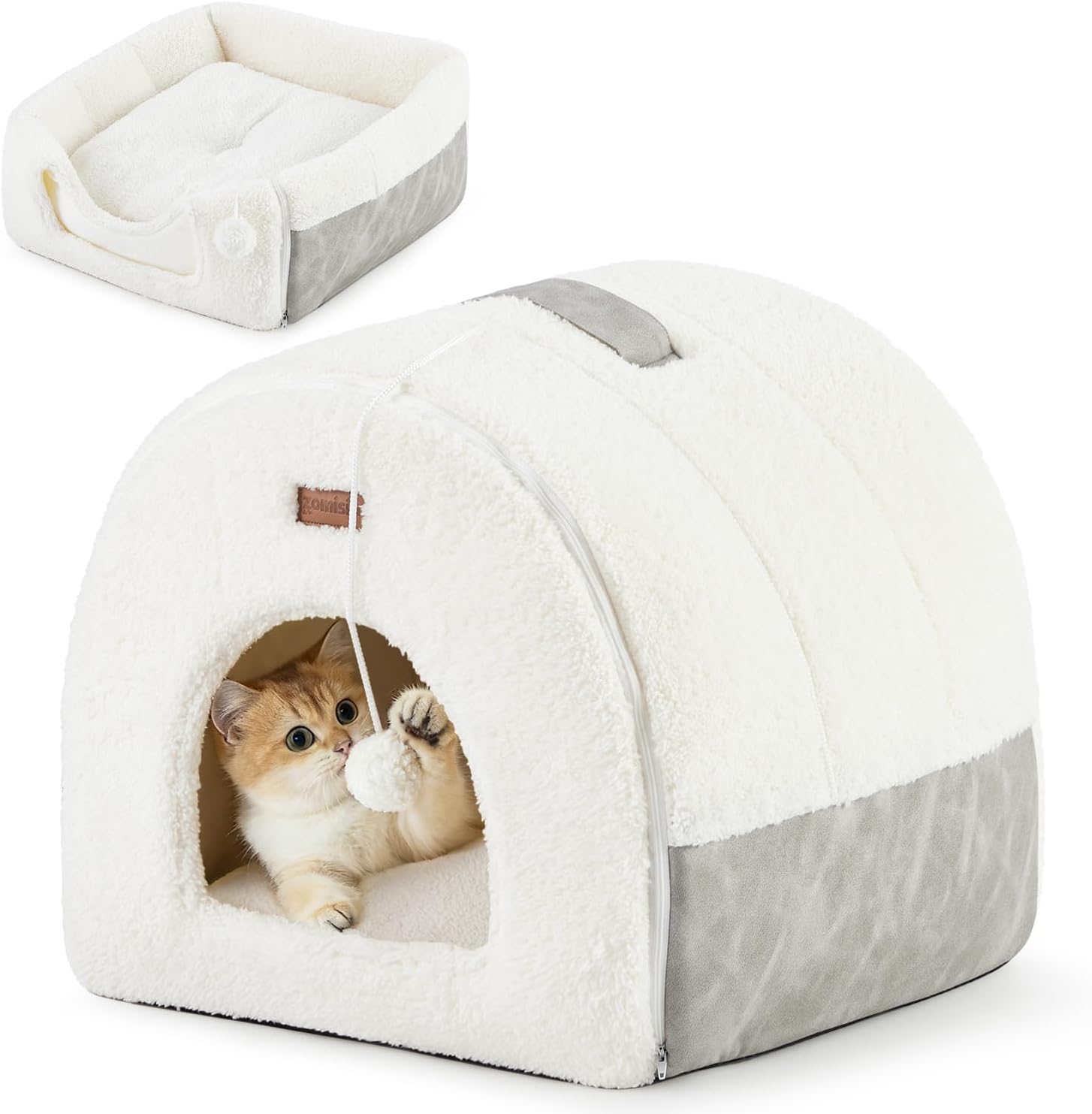 Zomisia cat bed cave 2-in-1 front view for small cats