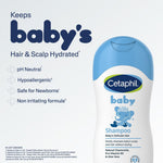 Cetaphil baby shampoo brand logo and certification seals