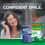 Back of Poligrip denture adhesive powder label showing usage instructions