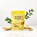 Individually wrapped Prince of Peace natural ginger candy pieces displaying the chewy texture.