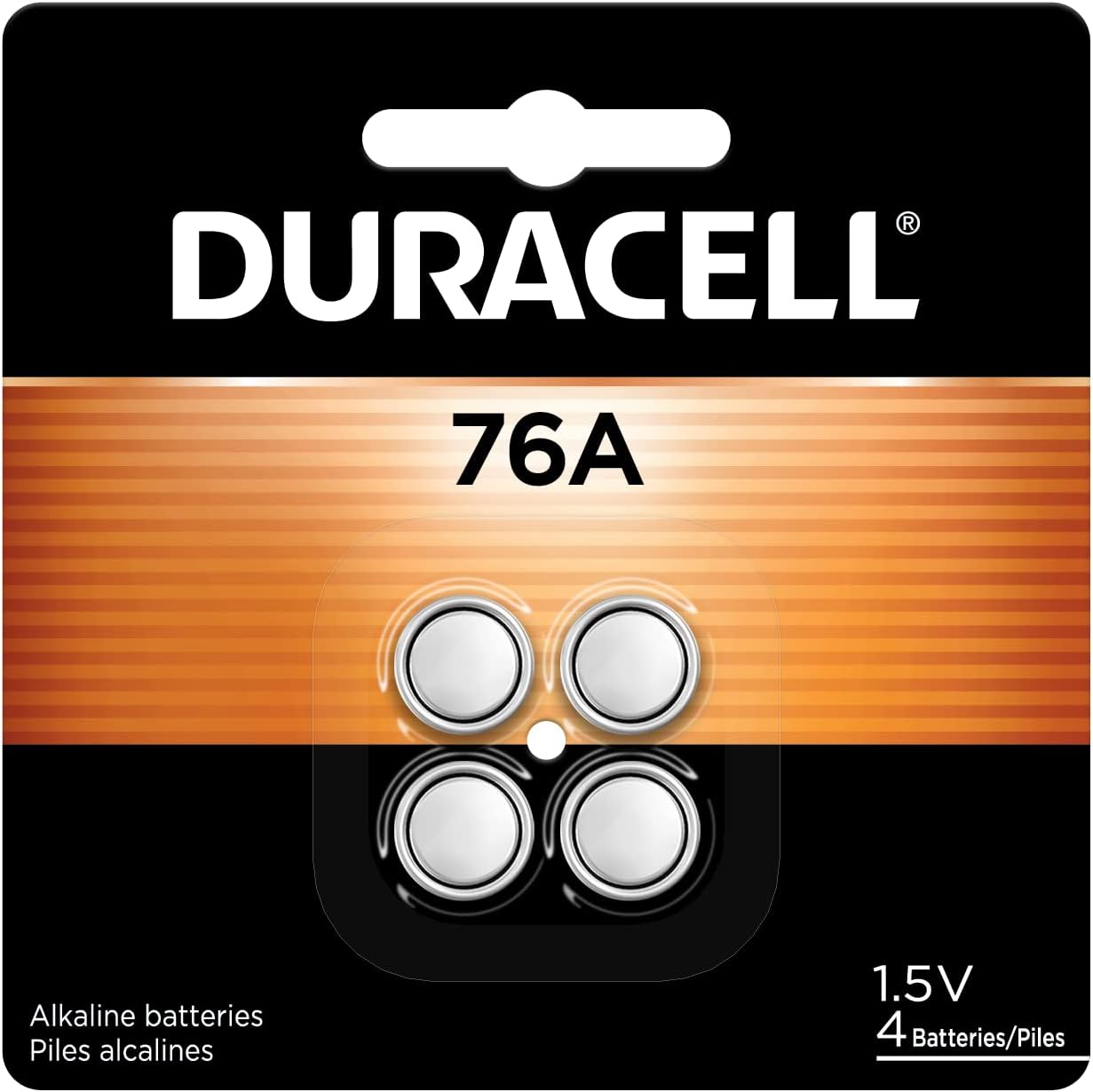 Duracell 76A 1.5V Batteries, 4 Count (Pack of 1), 76A 1.5 Volt Battery, Equivalent to LR44, A76, & AG13, Long-lasting for Watches, Alarms, Calculators & More - Image 1