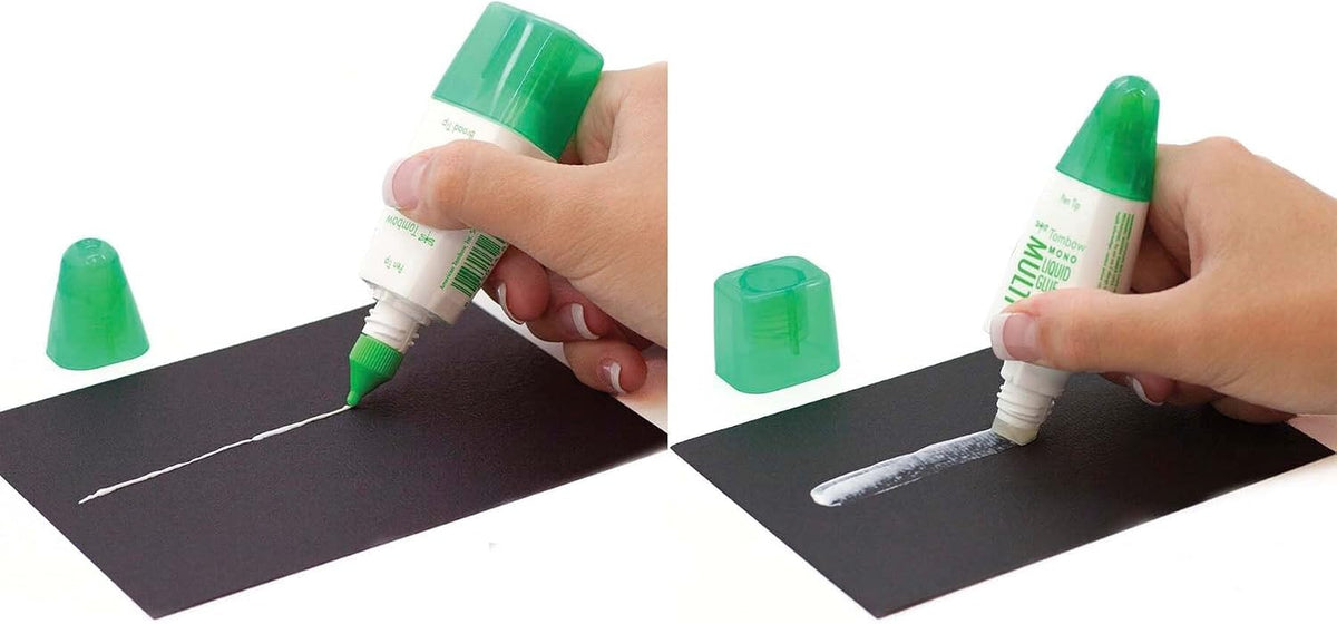 Tombow Mono Multi Liquid Glue dual-tip applicator close up