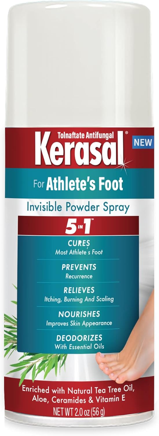 Kerasal 5-In-1 Athlete's Foot Invisible Powder Spray, Athlete's Foot Spray, 2 oz - Image 1