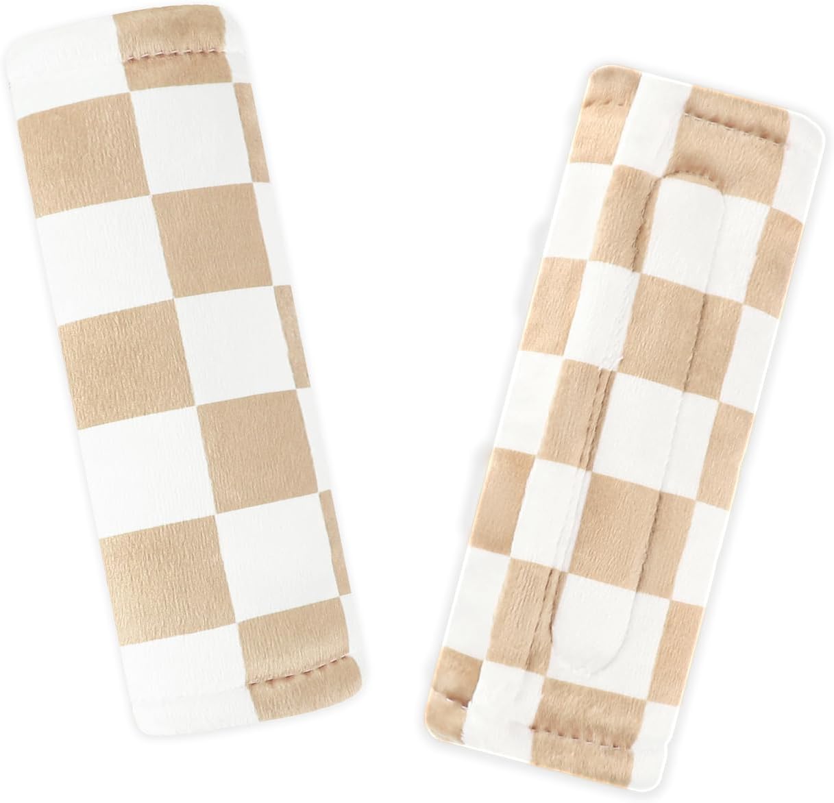 Dilimi brown checkered baby car seat belt covers front view