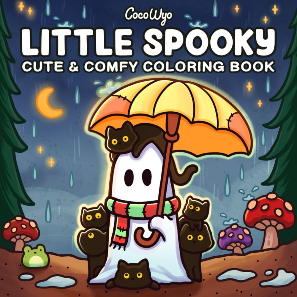Little Spooky: Coloring Book for Adults and Teens Featuring Cute Creepy Creatures in Cozy Hygge Moments for Relaxation - Image 1