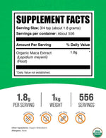 Certified organic gelatinized maca root powder dietary supplement packaging