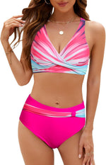 Women's Bikini Sets High Waist 2 Piece V Neck Twist Front Swimwear | Tummy Control, High Waisted Bikini, Push Up, Removable Pad, Adjustable Straps, Crisscross Back, Beach, Pool, Vacation Suits - Image 9