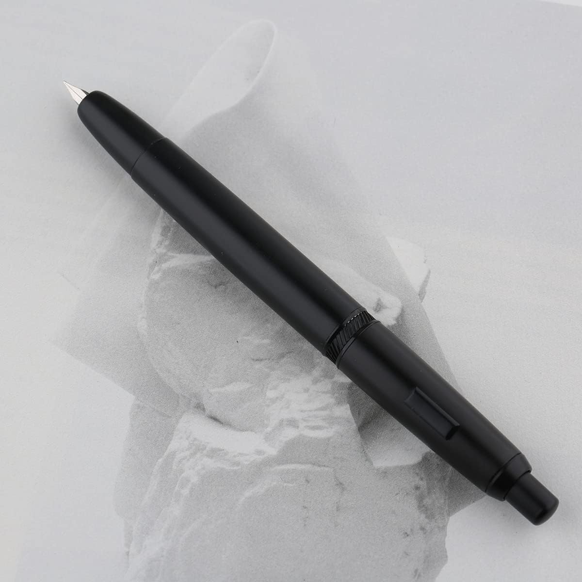 erofa Majohn A1 Press Fountain Pen with Box, Retractable Extra Fine Nib Metal Matte Black Ink Pen with Converter for Writing (No Clip Version) - Image 6