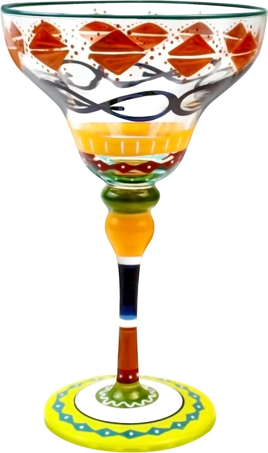 Supercap hand-blown margarita glass front view