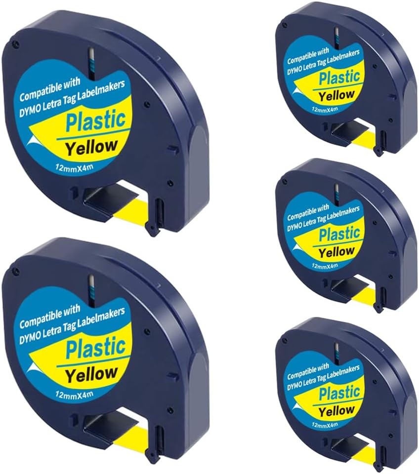 5-Pack Compatible with Dymo Letratag Refills 91200 91330 10697 S0721510 Label Maker Tape White Paper 12mm x 4m 1/2" x 13', Work with Dymo Letra Tag LT-100H LT-100T Plus 200B QX50 XR XM 2000 - Image 9