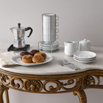 HIC Kitchen white porcelain demitasse cups with chrome storage rack